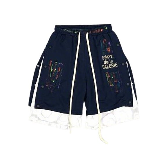 Colorful Printed Mesh Sports Shorts Blue
